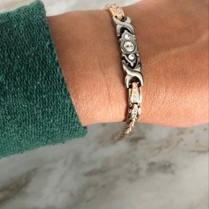 Silver XO CRYSTALS Rose Gold Band Bracelet